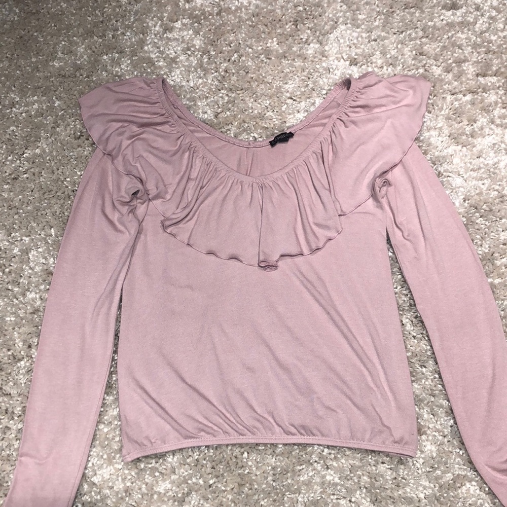 EXPRESS pink long sleeve blouse with ruffles